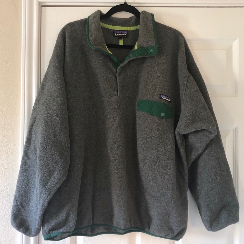 Gray Synchilla Patagonia Snap-T Fleece Pullover